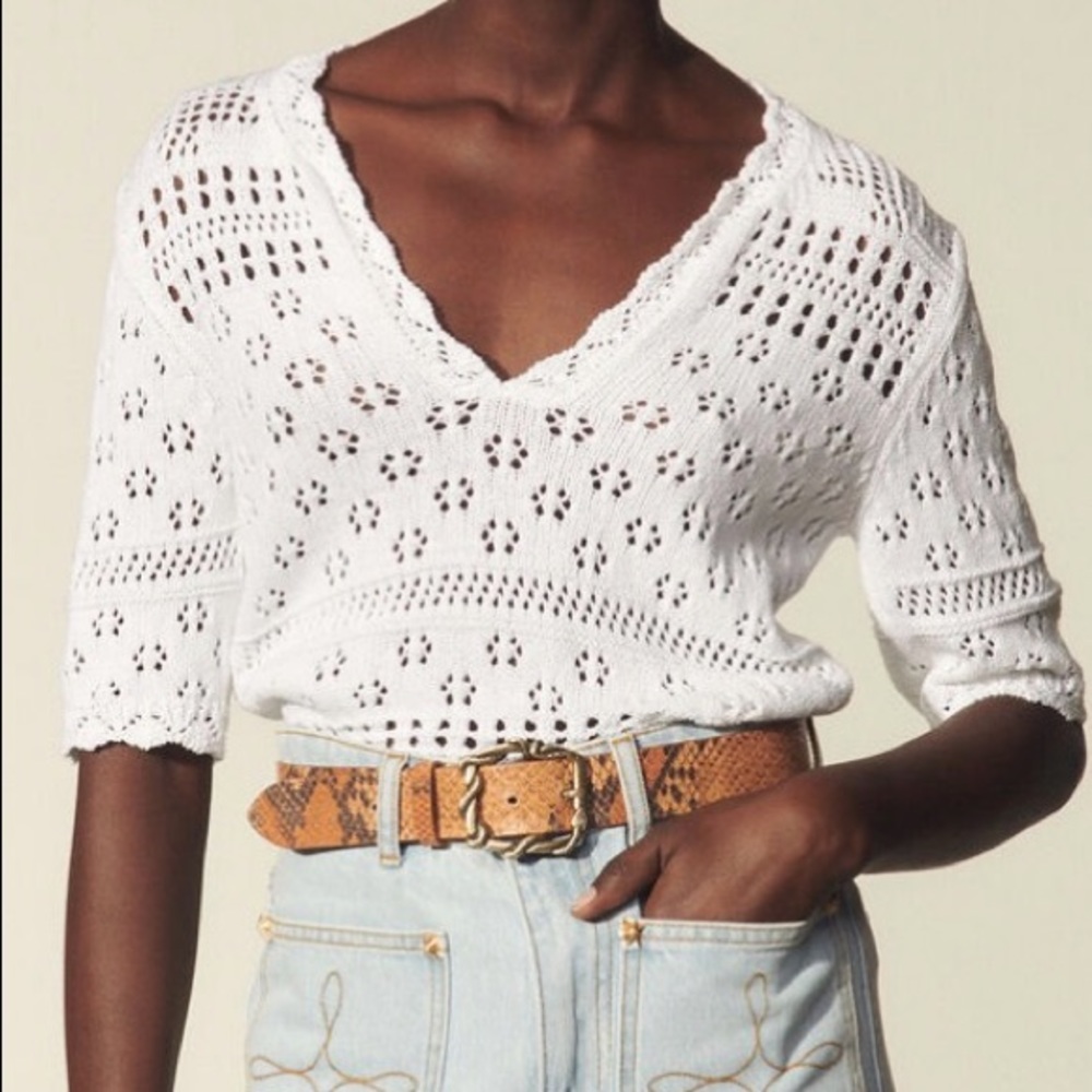 Sandro knitted white top size 1